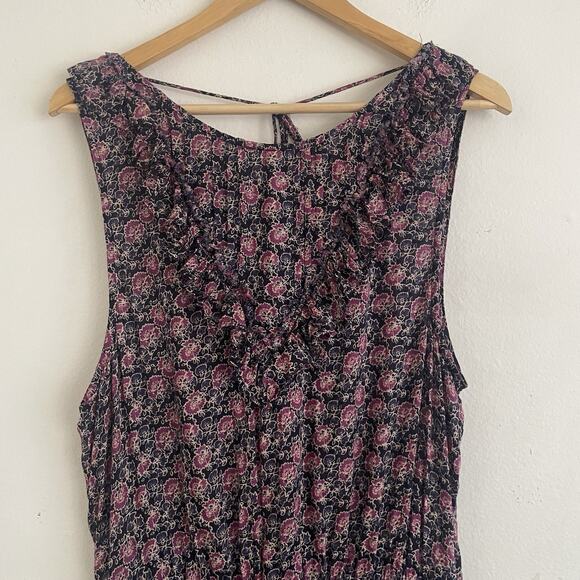 Free People I’m Your Favorite Minidress Ruffled Mini Dress Plum Combo Size L - Picture 5 of 7